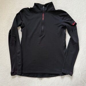 Nike Womens Pro Hyperwarm Top Size XL Black Pullover 1/2 Zip Long Sleeve 803140